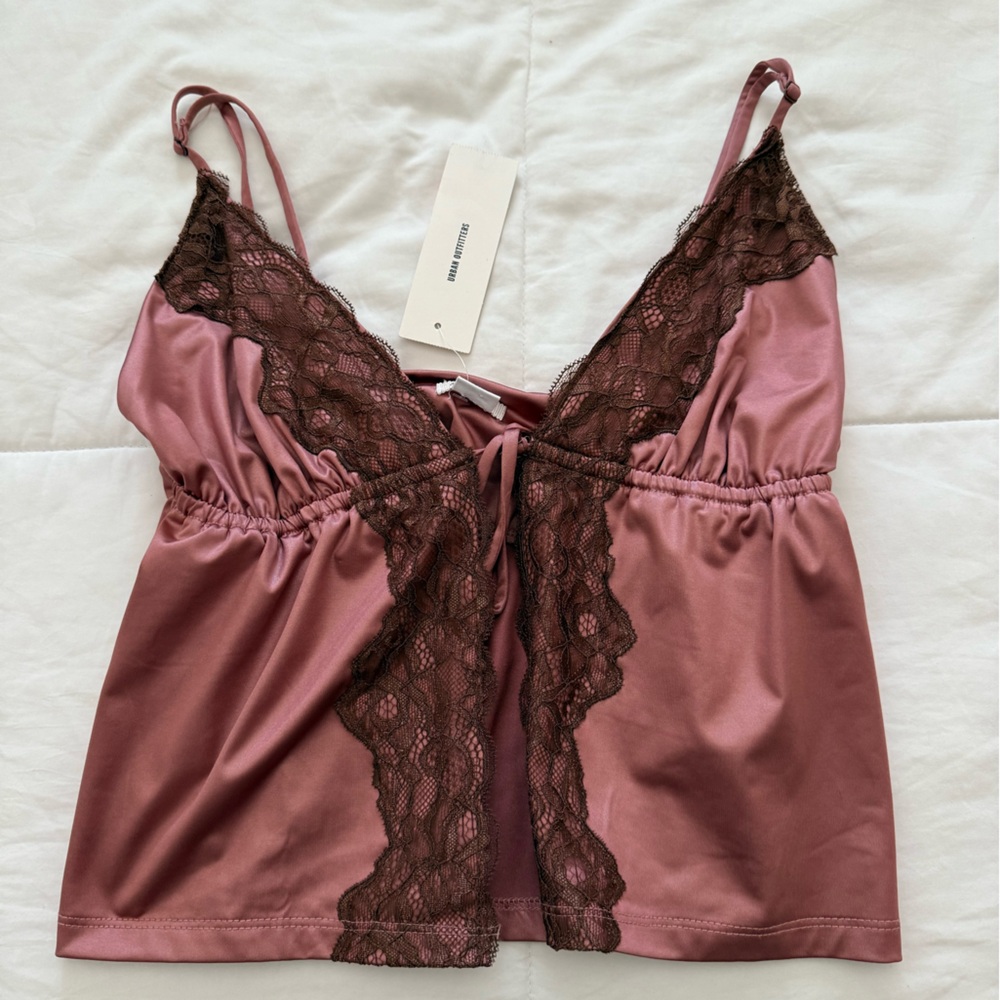 Urban Outfitters Satin Lace Chemise Dusty Rose